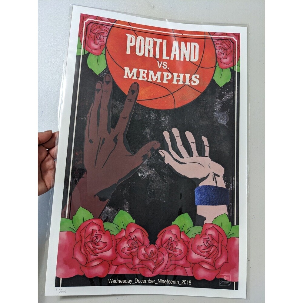 Portland Trailblazers Gameday Poster‎ 33/100 Memphis Grizzlies Blazers 12-19-18